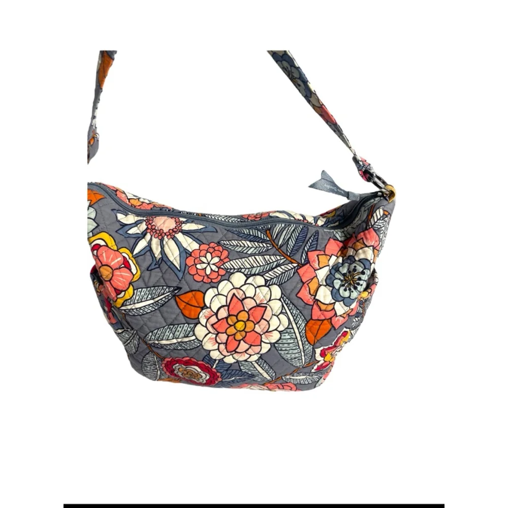 3 pc. Set Vera Bradley Shoulder /Crossbody Bag Medium Gray/Blue Floral zipper - Picture 10 of 11